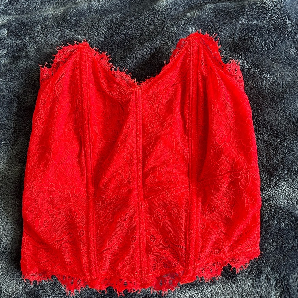 Forever 21 Red Sleeveless Bustier Bodysuit